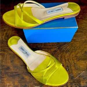 JIMMY CHOO Flats, Bright Green SZ: 9.5
